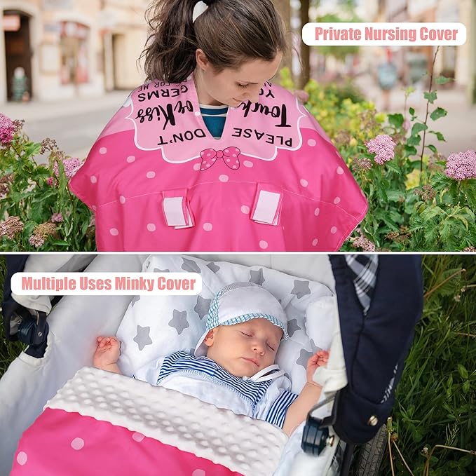 Metplus 2 in 1 Writing Style Baby Car Seat Cover, Car Seat Canopy for Babies, Mom Multiuse Nursing Cover, Minky Baby Carrier Covers, Newborn Boy Girl, Peekaboo Opening