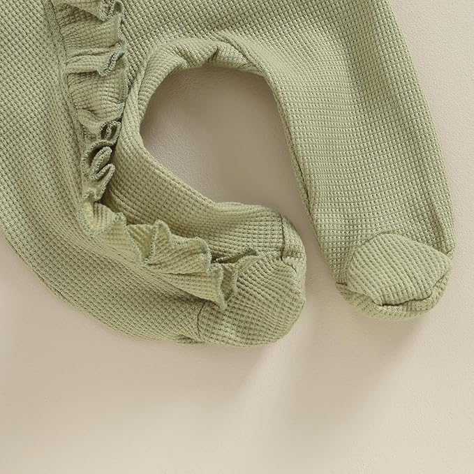 Newborn Girl Clothes Baby Girl Coming Home Outfit Zipper One-piece Outfits Ruffle Footie Bodysuit Jumpsuit Headband