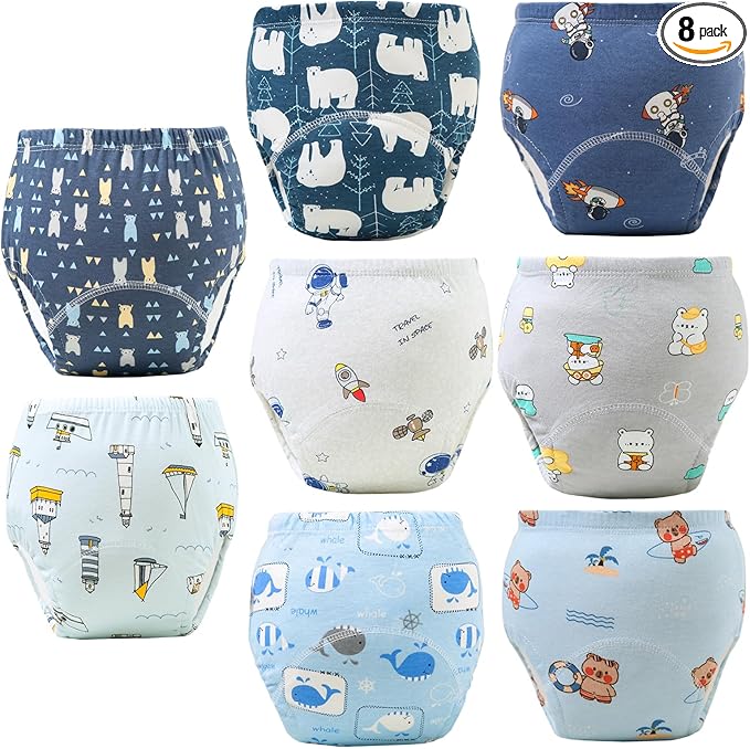Upairy Training Pants Potty Training Underwear for Boys Girls,Toddler Potty Pants for 2T-5T,Soft Absorbent & Leak-Proof with Characters, 100% Cotton Washable (8PCS,S)