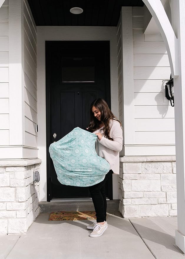 Baby Car Seat Cover Canopy and Nursing Cover Multi-Use Stretchy 5 in 1 Gift Jane by Copper Pearl