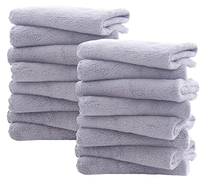 16 Pack Burp Cloths for Baby - 20" by 10" Ultra Absorbent Burping Cloth, Newborn Towel - Milk Spit Up Rags - Burpy Cloths for Unisex, Boy, Girl - Burp Cloths Set (Grey)