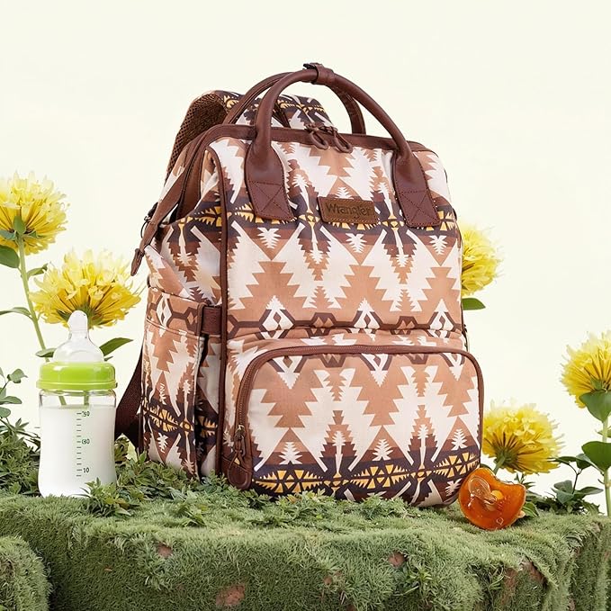 Montana West Wrangler Callie Diaper Bag Backpack with Stroller Straps Southwestern Multifunction Baby Travel Bag WG2210-9110TN