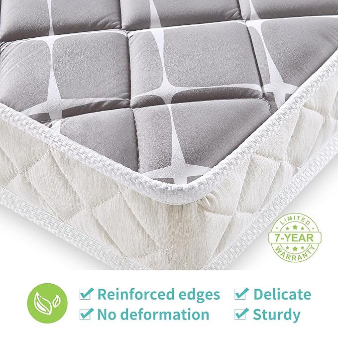 Premium Dual-Sided Baby Crib Mattress and Toddler Mattress - 52" x 27.6" x 5" - Breathable - Firm Soft - Fits Standard Cribs and Toddler Beds