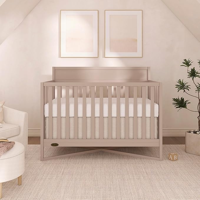Dream On Me Owen 5-in-1 Convertible Full-Size Baby Crib in Seagrass, GreenGuard Gold & JPMA, Converts to Toddler, Day, & Full-Size Bed, Non-Toxic Paint, Safe Sleep Environment