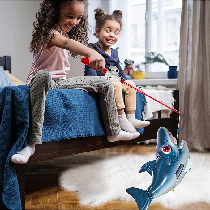 Small World Toys Magnetic Fishing Game, Catch of The Day Shark Fishing Toy for Kids Ages 3+, Includes Kids Fishing Pole and 1 Shark for Toddler Bath Toys, Water Fish Toys for Pools & Tubs