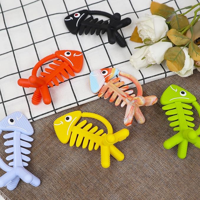 3in1 Infant Toys, Baby Teething Toys 0-3-6-12 Months, Teethers for Babies 3-6 6-12 Months for Teething Relief, Gifts, Silicone, Sensory, Baby Toys 0-6 Months,USA Patent Pending,Coral Fish