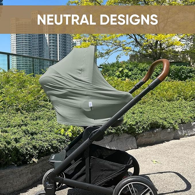 MOZAH Baby Multi-Use Cover: 9-in-1 Car Seat Covers for Babies, Nursing Cover for Breastfeeding & More, Ultra-Soft & Stretchy Infant Car Seat Cover (Roman Green)