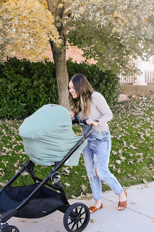 Copper Pearl Multi-Use Cover: Car Seat Covers, Nursing Cover, and Stroller Cover for Sun - Stretchy Fabric, All-Season Use, Stylish Designs, Easy Access for Moms - Juniper
