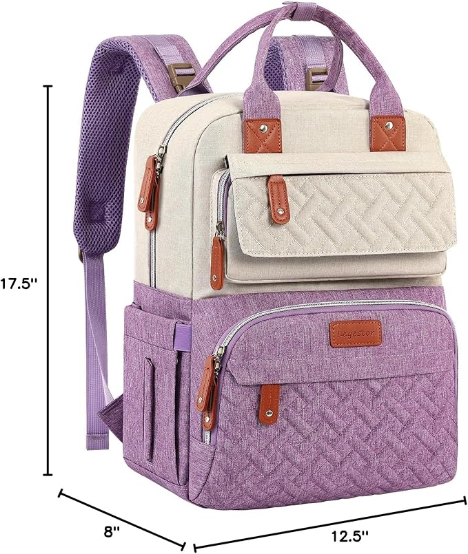 Diaper Bag Backpack, Large Unisex Baby Bags for Boys Girls, Purple Baby Nappy Diaper Bag, Multipurpose Travel Back Pack for Moms Dads with Insulated Pockets and Stroller Straps