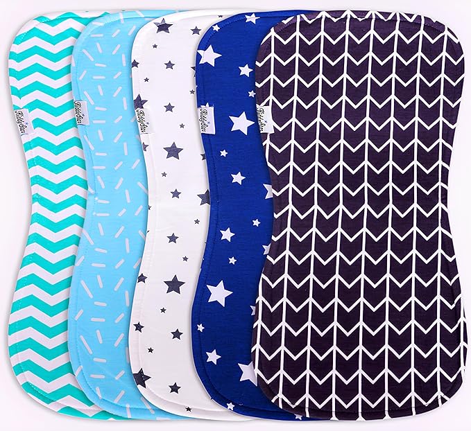 Premium 5-Pack Large Organic Cotton Burp Cloths โ 3 Layers, Ultra Soft & Absorbent Burping Towel, Shoulder Towel & Hand Towel