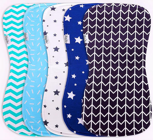 Premium 5-Pack Large Organic Cotton Burp Cloths – 3 Layers, Ultra Soft & Absorbent Burping Towel, Shoulder Towel & Hand Towel