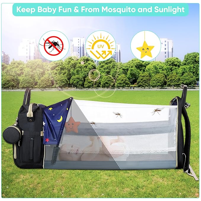 Diaper Bag Backpack for Mom and Dad, Large Capacity Baby Travel Bag with USB Charging Port, Waterproof Foldable Baby Bag for Boys and Girls, Stylish Maternity Backpack for Travel & Hospital,Black