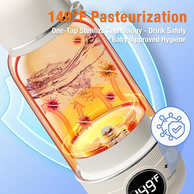 Portable Bottle Warmer for Travel– Warm Baby Formula, breastmilk, or Water, Super Fast Charging Milk Warmer with Precise Temp Control & Long-Lasting Keep Warm, Baby Bottle Warmer for On-The-Go