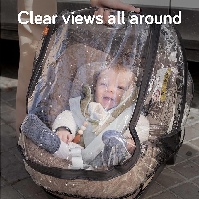 Baby Uma Car Seat Rain Cover - Waterproof & Breathable Carseat Covers Baby, 100% PEVA with Ventilation Panels, Protects from Rain, Dust & Wind, Universal with Easy-Access Window (+ Travel Bag)