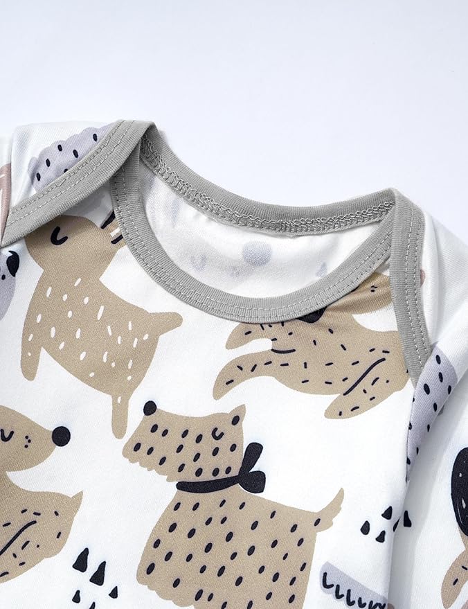 Baby Boy Clothes Long Sleeve Animal Plaid Romper + Overalls Infant Boy Clothes 2PCS Fall Winter Outfits