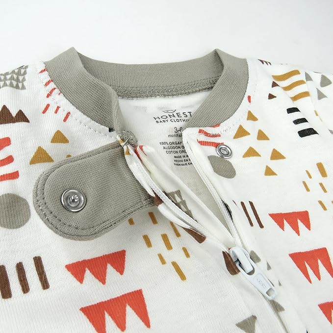 HonestBaby Baby Sleep N' Play One-Piece Zip-Front Footed Organic Cotton Pajama Sleeper