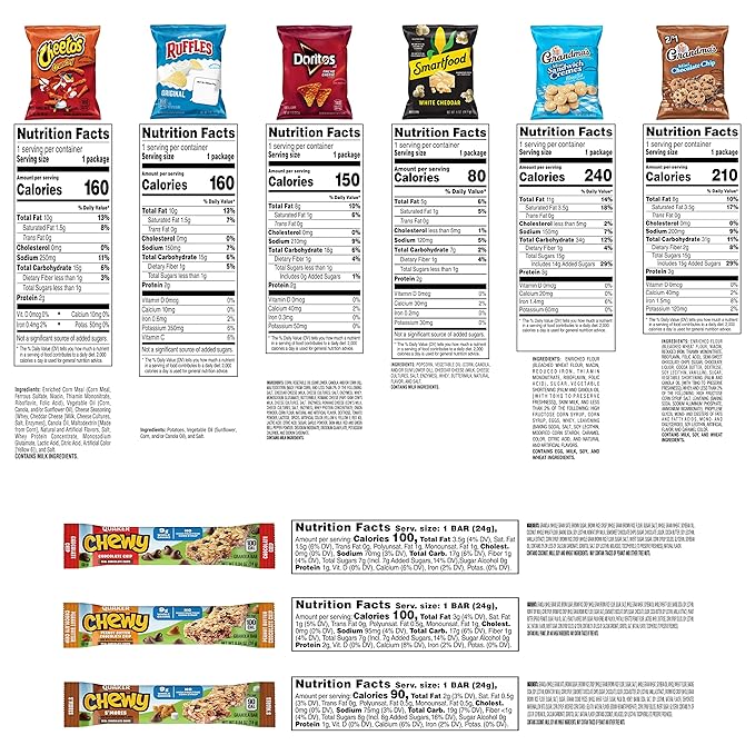 Frito Lay Lunch Box Mix, Chips, Cookies and Quaker Chewy Bars Variety Pack, (Pack of 40)