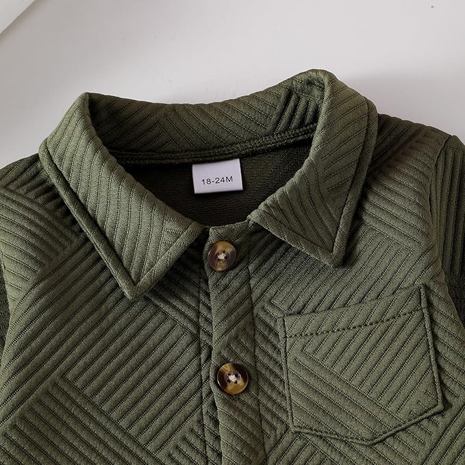 Toddler Boy Clothes Baby Outfits Fall Winter Long Sleeve Button Down Sweatshirt + Casual Pants 2pcs 18 Months - 5T