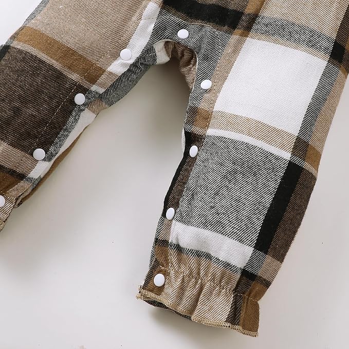 Newborn Infant Baby Girl Clothes Fall Winter Plaid Long Sleeve Jumpsuit One Piece Romper Bodysuit Baby Overalls Outfits