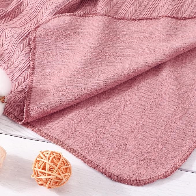 Newborn Receiving Blanket with Bow Hat Headband Wooden Card Set Wheat-Pattern Newborns Toddler Baby Boy Girl Nursery Swaddle Wrap