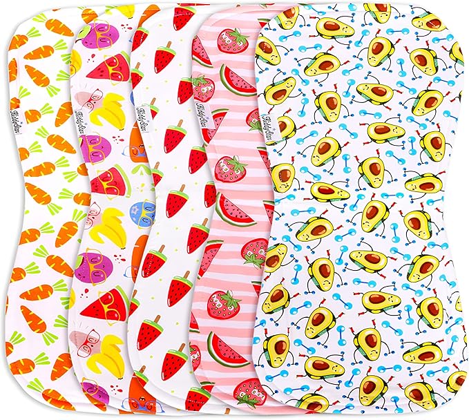 Premium 5-Pack Large Organic Cotton Burp Cloths โ 3 Layers, Ultra Soft & Absorbent Burping Towel, Shoulder Towel & Hand Towel