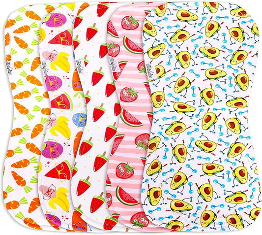 Premium 5-Pack Large Organic Cotton Burp Cloths – 3 Layers, Ultra Soft & Absorbent Burping Towel, Shoulder Towel & Hand Towel