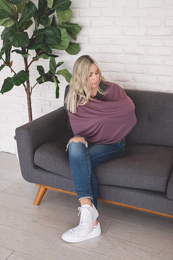 Copper Pearl Multi-Use Cover: Car Seat Covers, Nursing Cover, and Stroller Cover for Sun - Stretchy Fabric, All-Season Use, Stylish Designs, Easy Access for Moms - Plum