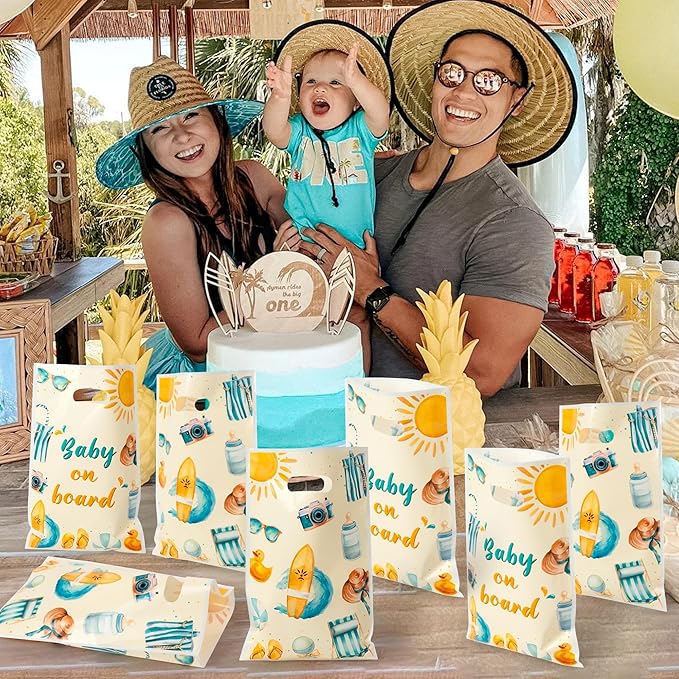 Baby on Board Baby Shower Party Favor Bags - 50Pcs Splish Splash Baby Bash Goody Candy Treat Gifts Bags Party Decorations for Kids Boys Girls Birthday Summer Events Supplies