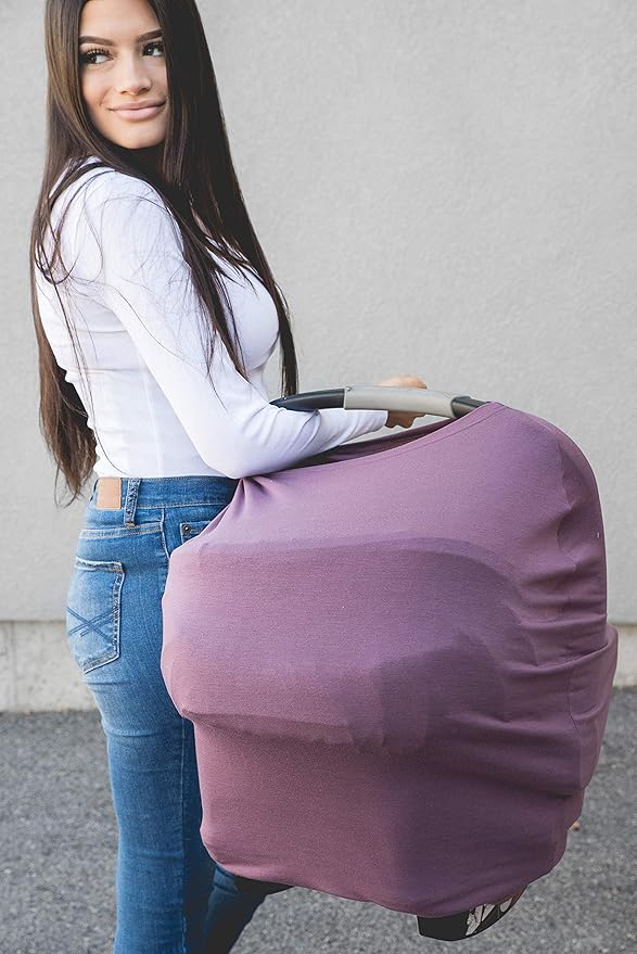 Copper Pearl Multi-Use Cover: Car Seat Covers, Nursing Cover, and Stroller Cover for Sun - Stretchy Fabric, All-Season Use, Stylish Designs, Easy Access for Moms - Plum