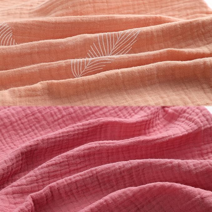 Onacosht Muslin Nursing Pillow Cover 2 Pack 100% Cotton Ultra Soft Breastfeeding Pillow Covers for Baby Boy and Girl, Feather and Pastel Violet