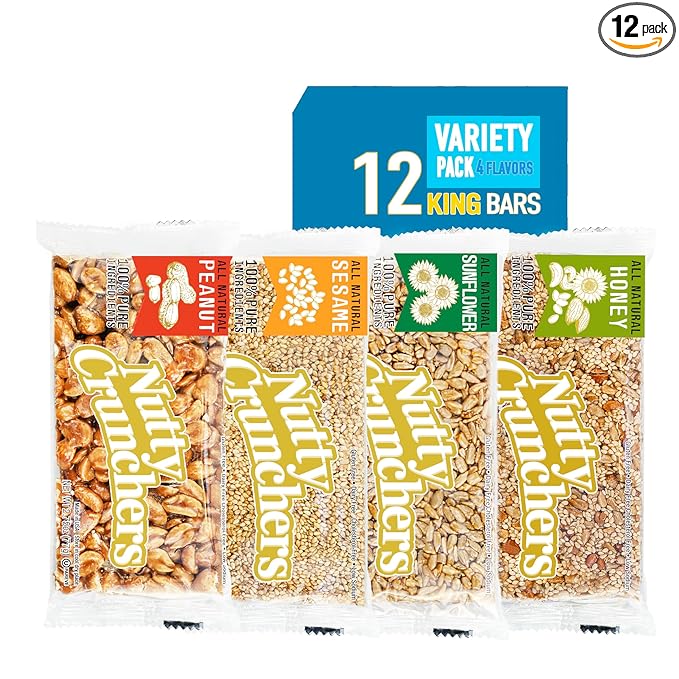 Nutty Crunchers All Natural Ingredients King Bars (Variety Pack (4 Flavors), 12 King Bars/box)