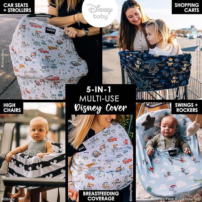 Milk Snob Original Disney 5-in-1 Baby Cover, Breastfeeding, Car Seat, Carrier, Stroller, High Chair, Shopping Cart, Canopy, Baby Shower Gender Neutral Gifts, Nursing Top (Pixar Cars)