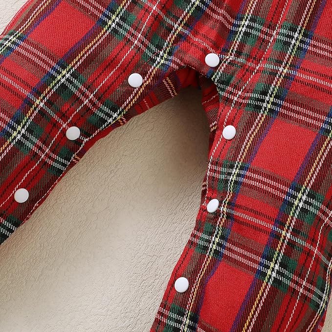 Newborn Infant Baby Girl Clothes Fall Winter Plaid Long Sleeve Jumpsuit One Piece Romper Bodysuit Baby Overalls Outfits