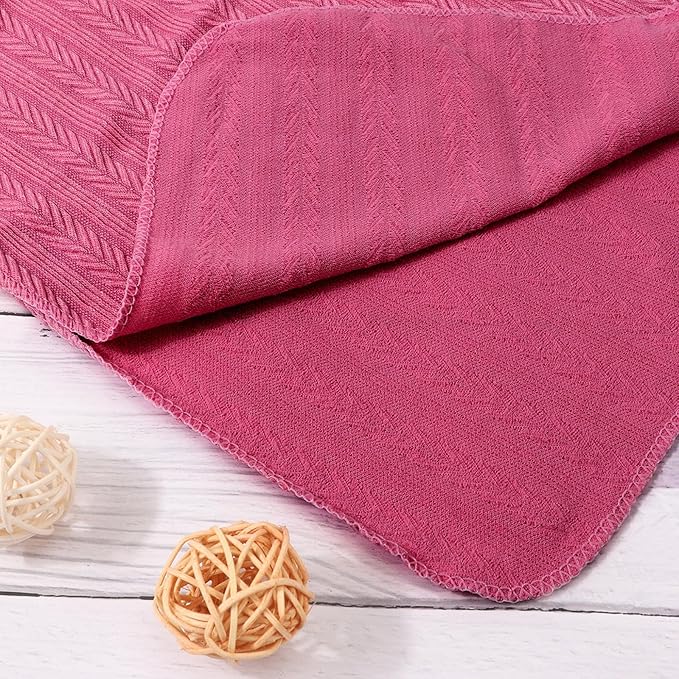 Newborn Receiving Blanket with Bow Hat Headband Wooden Card Set Wheat-Pattern Newborns Toddler Baby Boy Girl Nursery Swaddle Wrap