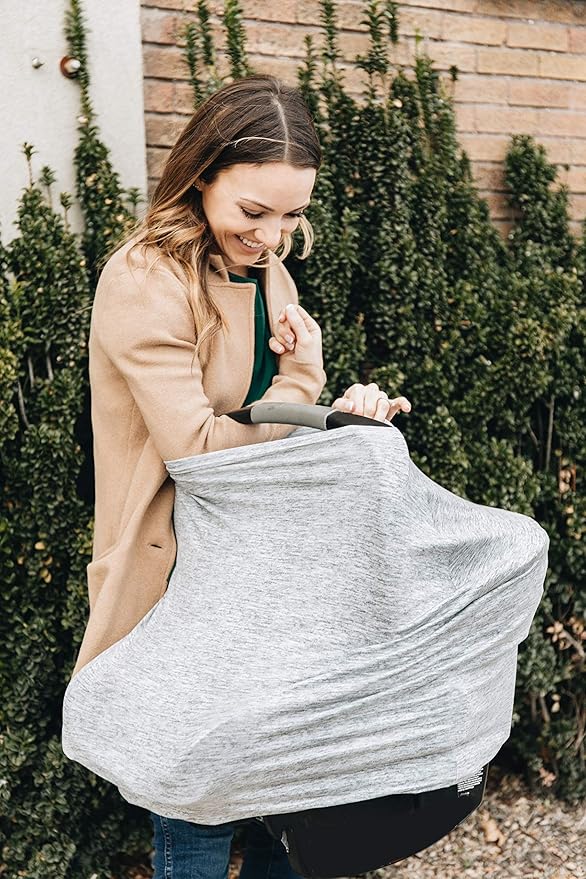 Copper Pearl Multi-Use Cover: Car Seat Covers, Nursing Cover, and Stroller Cover for Sun - Stretchy Fabric, All-Season Use, Stylish Designs, Easy Access for Moms - Asher