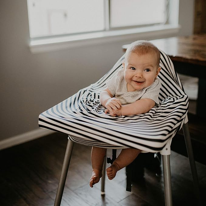 Parker Baby 4 in 1 Car Seat Cover for Girls - Stretchy Carseat Canopy, Nursing Cover, Grocery Cart Cover, High Chair Cover - Bloom