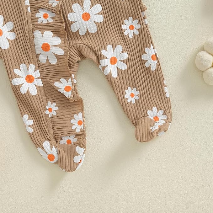 Newborn Girl Clothes Baby Girl Coming Home Outfit Zipper One-piece Outfits Ruffle Footie Bodysuit Jumpsuit Headband