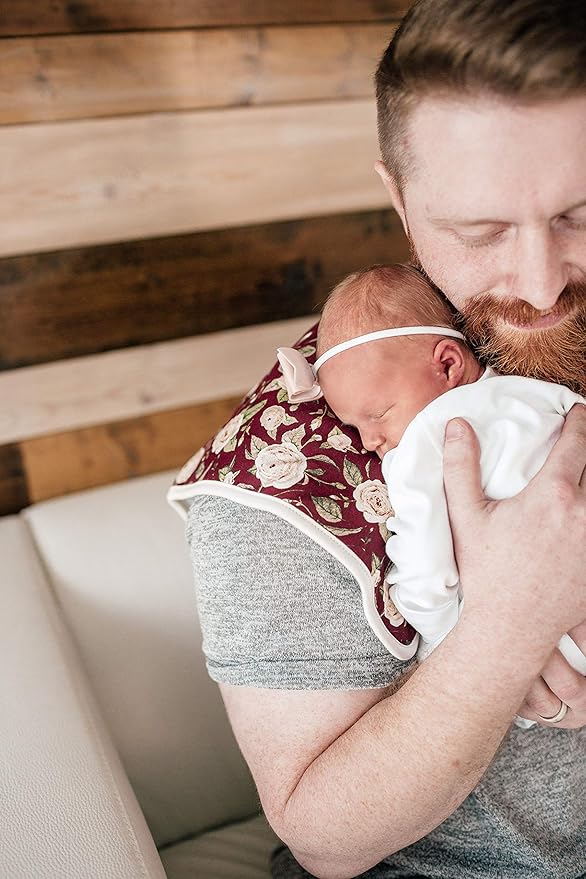 Copper Pearl Baby Burp Cloth Large 21''x10'' Size Premium Absorbent Triple Layer 3-Pack Gift Set “Scarlet