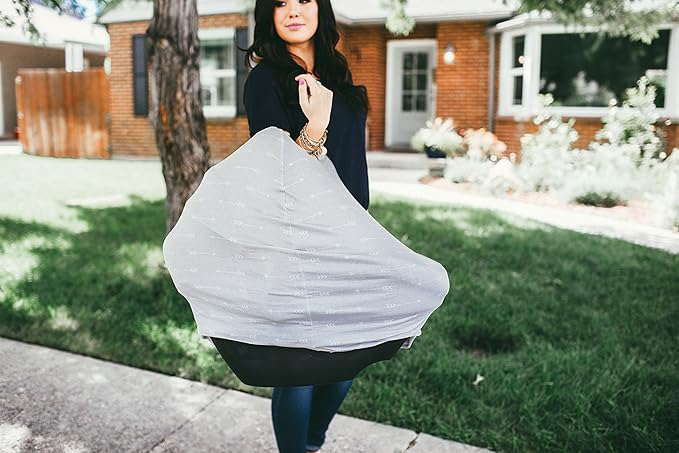 Baby Car Seat Cover Canopy and Nursing Cover Multi-Use Stretchy 3 in 1 Gift "Summit" by Copper Pearl