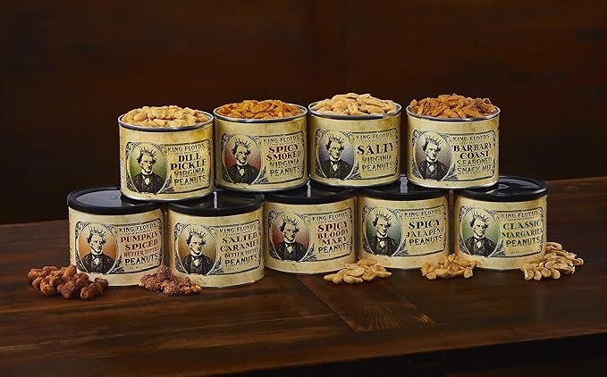 King Floyd's Classic Margarita Virginia Peanuts: 10 oz, Salted Lemon and Lime Flavored Peanuts, Resealable Lid, Snack at your own risk, Once you start its difficult not to finish the whole tin.