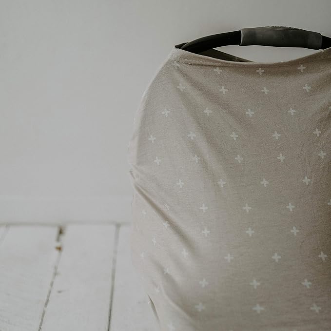 Parker Baby 4 in 1 Car Seat Cover for Girls and Boys - Stretchy Carseat Canopy, Nursing Cover, Grocery Cart Cover, High Chair Cover - "Desert"