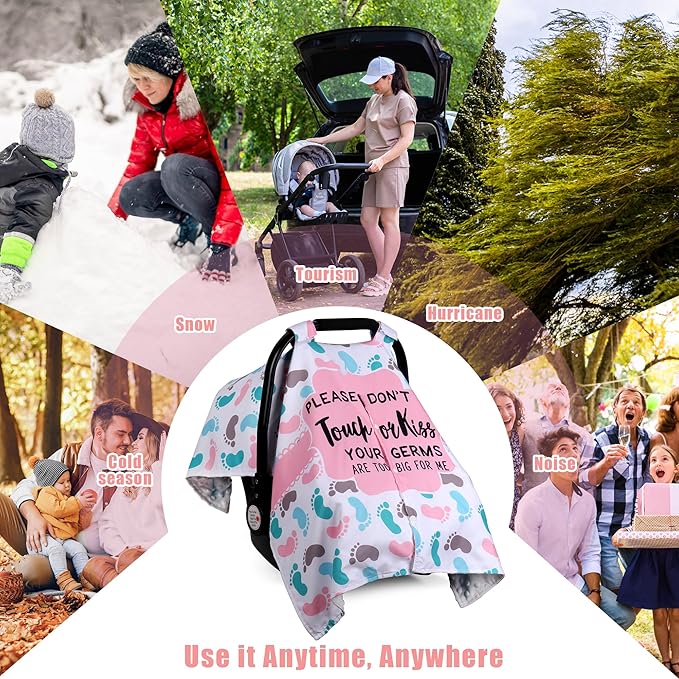 Metplus 2 in 1 Writing Style Baby Car Seat Cover, Car Seat Canopy for Babies, Mom Multiuse Nursing Cover, Minky Baby Carrier Covers, Newborn Boy Girl, Peekaboo Opening