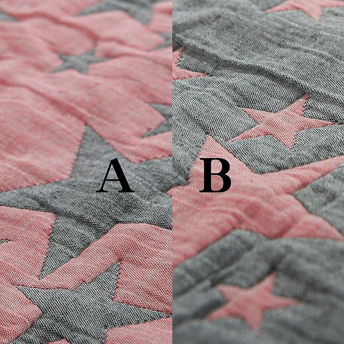 NTBAY 3 Layer Toddler Blanket, Muslin Cotton Jacquard Bed Blankets, Lightweight Thermal Baby Blanket, Super Soft and Warm Crib Blanket for All Seasons, Decoration Gift, 45"x60", Red and Black Star