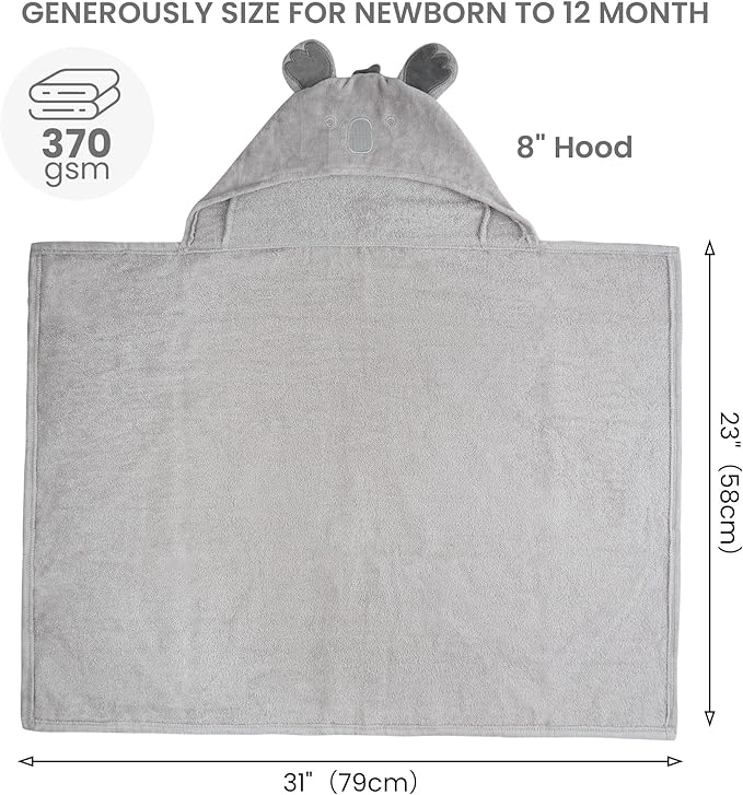Mooreeke 2 Pack Baby Towels - 100% Cotton Baby Hooded Towels - Soft Baby Bath Towels with Hood for Newborn - Comfort Towels for Baby Girls and Boys - Animal Shaped Design (Puppy & Koala)