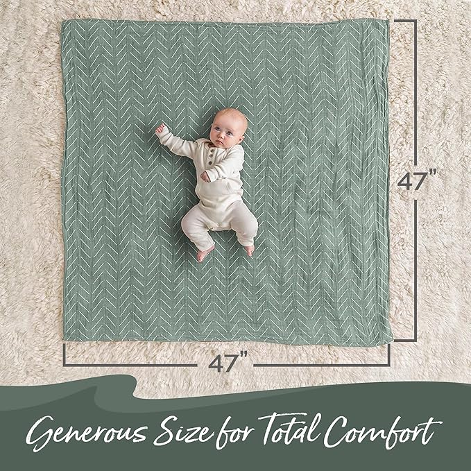 Itzy Ritzy Breastfeeding Boss Multi-Use Cover – A Nursing Cover, Swaddle, Car Seat Cover, Tummy Time Mat & Burp Cloth All in One – Made of Soft Muslin Fabric & Measures 47” x 47” (Sage Mudcloth)