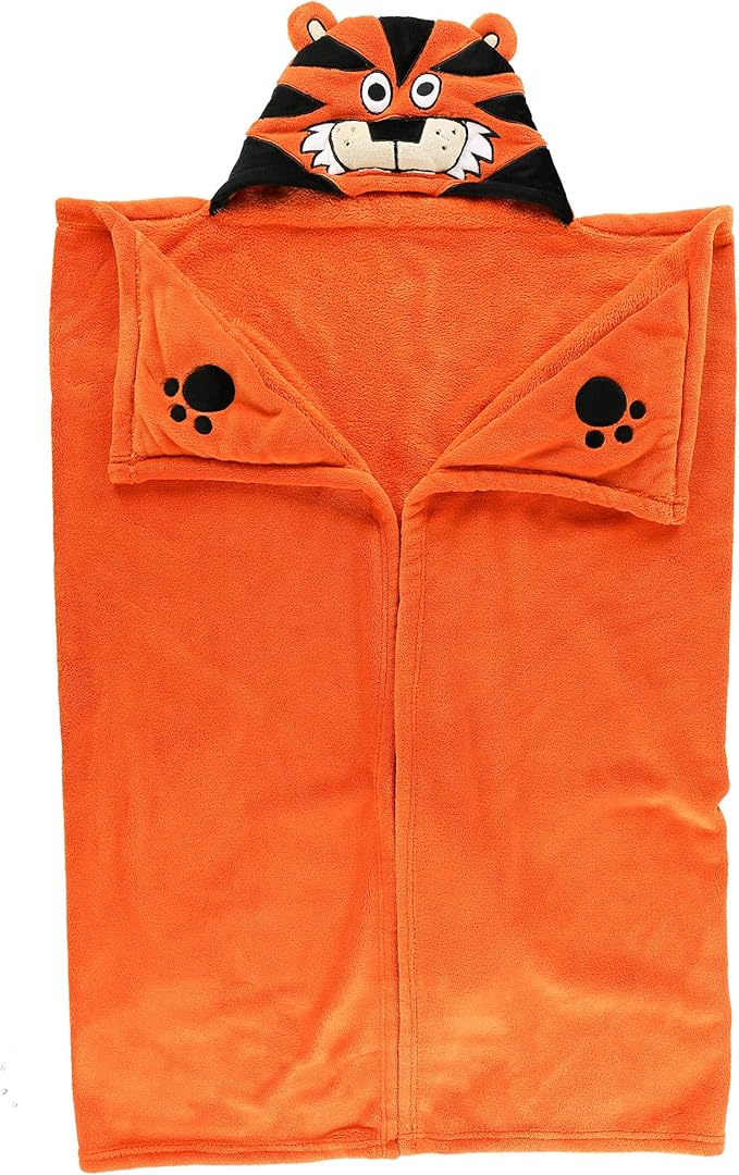 Lazy One Wearable Hooded Blanket for Kids, Animal Hooded Blanket (Tiger)