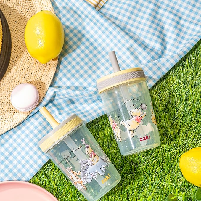 Zak Designs Disney Winnie the Pooh Kelso Toddler Cups For Travel or At Home, 15oz 2-Pack Durable Plastic Sippy Cups With Leak-Proof Design is Perfect For Kids (Winnie the Pooh & Friends)