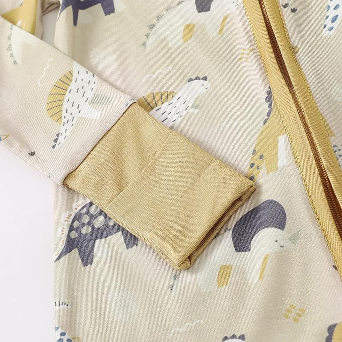 OPAWO Viscose from Bamboo Baby Pajamas Girl 2pack Mittens Cuff 2 Way Zipper Soft Footless Sleeper Baby Boy One-Piece Romper