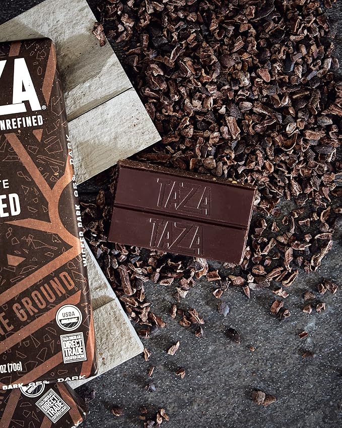 Taza Chocolate Organic Amaze Bar 70% Stone Ground, Raspberry Crunch, 2.5 Ounce (10 Count), Vegan