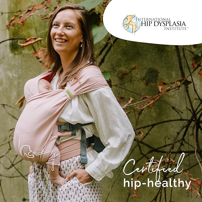 Boba Bliss Pre-Wrapped Baby Carrier with Buckle - Newborn to 7-35 lbs Light, Breathable & Easy to Adjust Hybrid Infant Sling & Toddler Carrier - Certified Hip-Healthy for 0-18 Months - Bloom